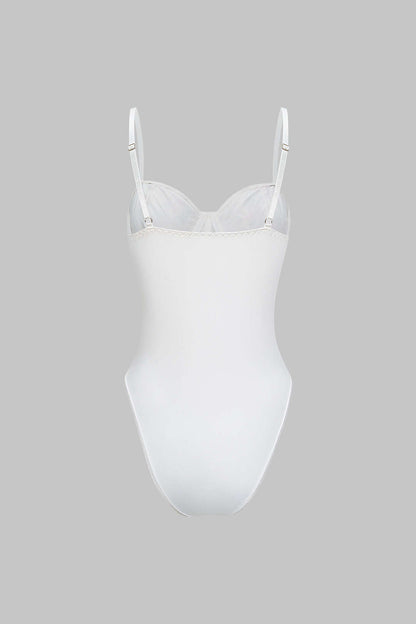 Sheer Floral Print Underwire Bodysuit