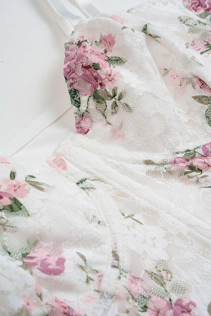 Sheer Floral Print Underwire Bodysuit