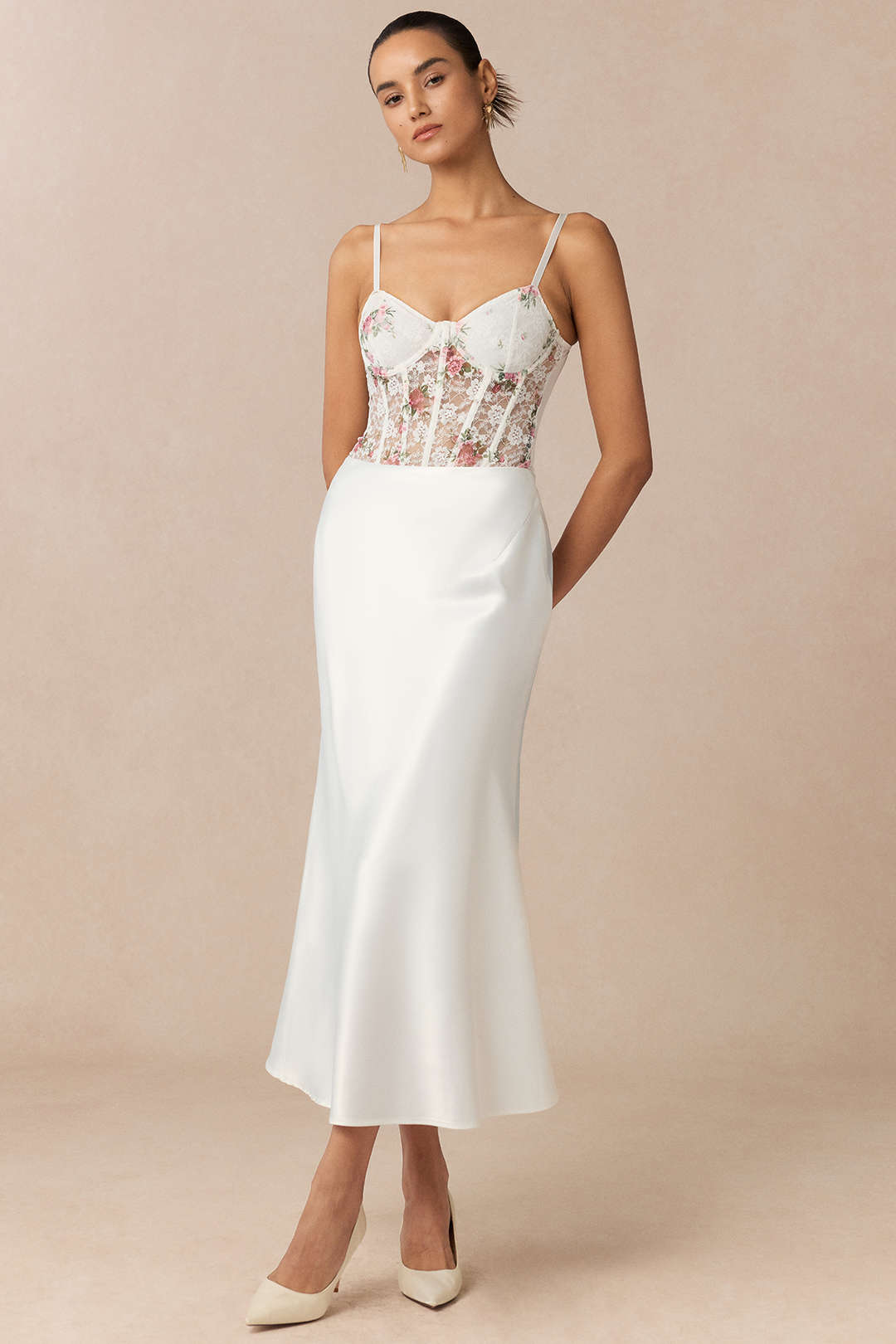 Sheer Floral Print Underwire Bodysuit