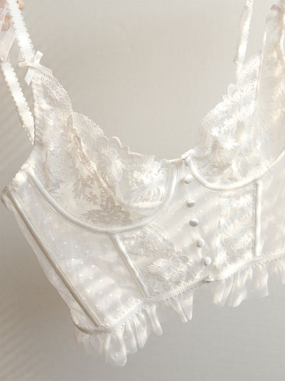 Sheer Lace Mesh Corset Crop Top