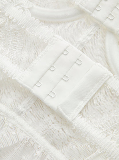 Sheer Lace Mesh Corset Crop Top