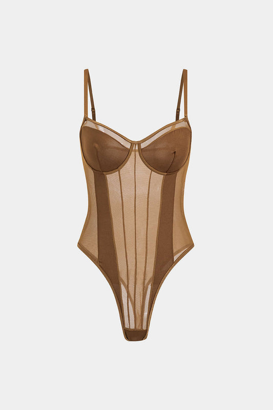 Sheer Mesh Backless Bodysuit