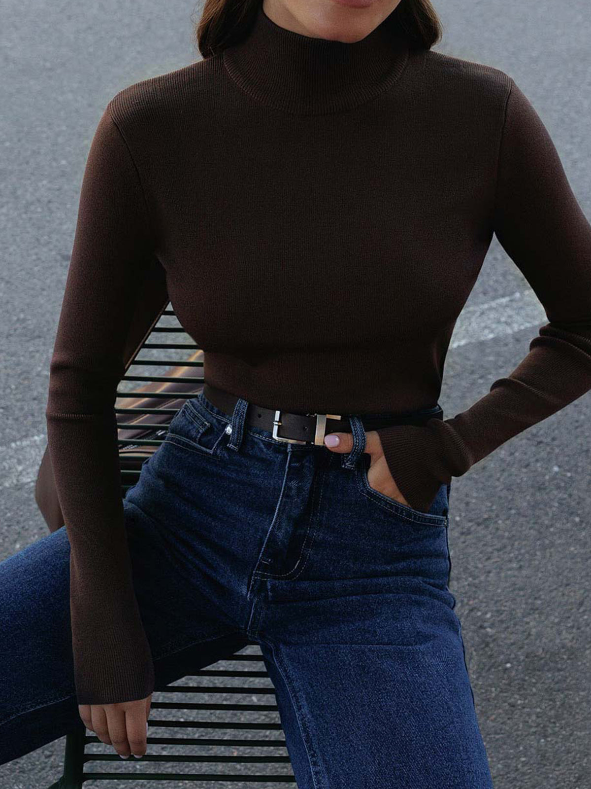 Slim Fit High Neck Pullover Sweater