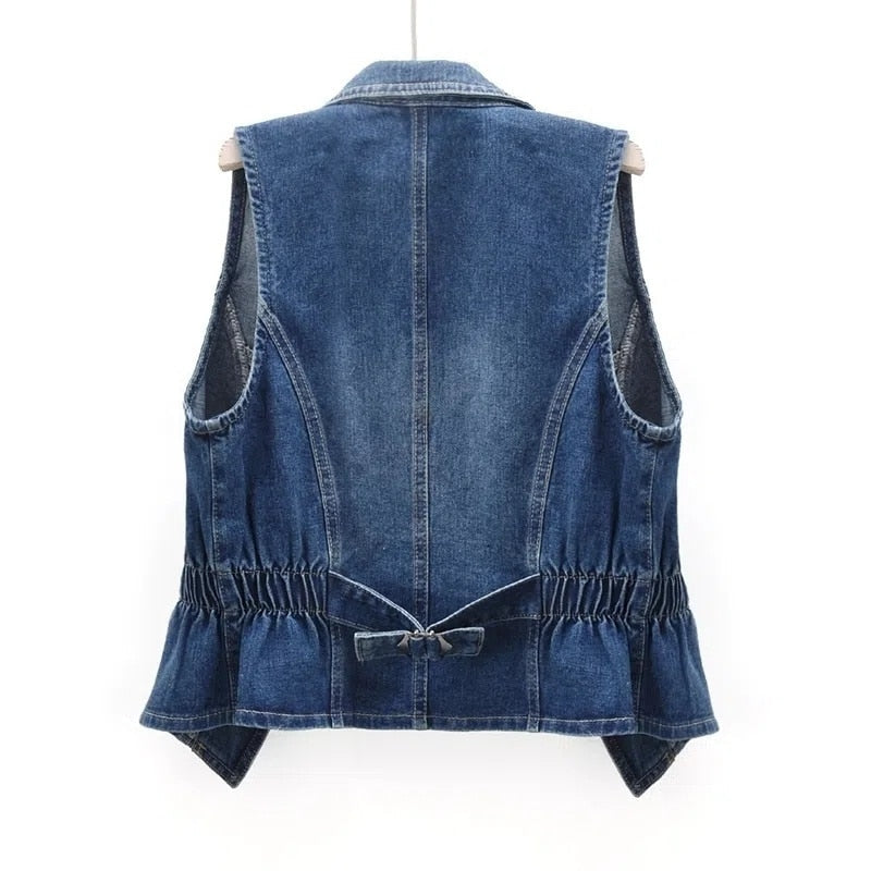 Soft Denim Open Front Vest
