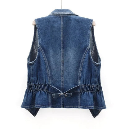 Soft Denim Open Front Vest