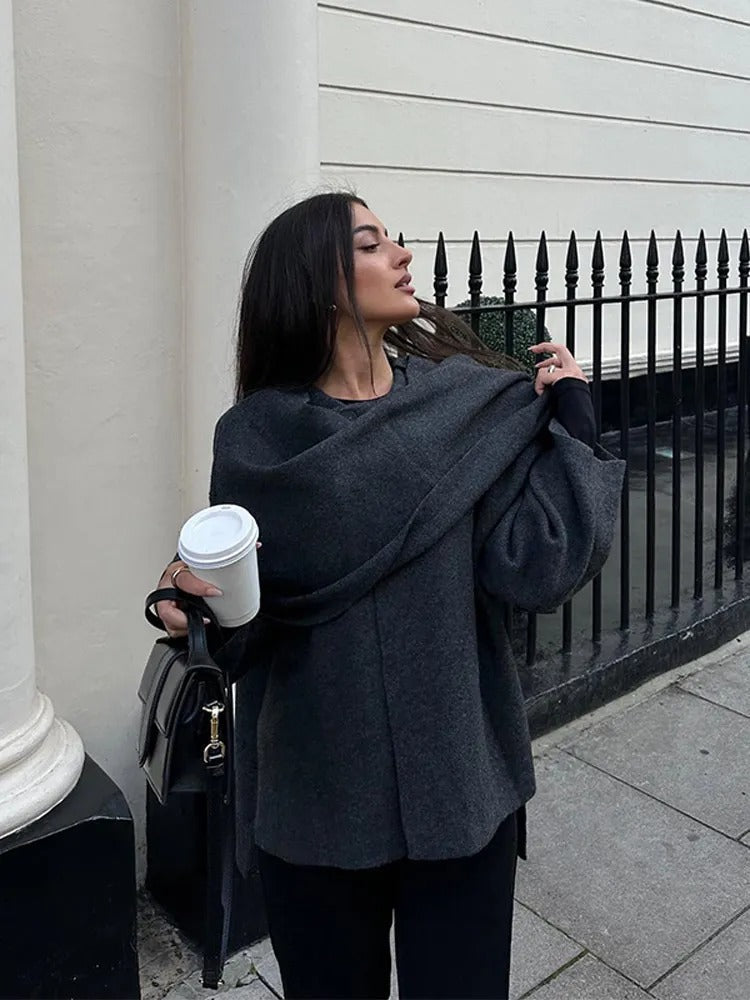 Soft Draped Cape Womens Coat