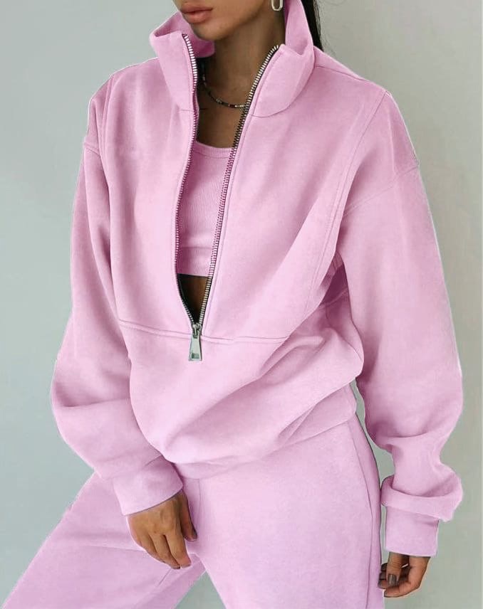 Soft Fabric Half-Zip Jogger Set