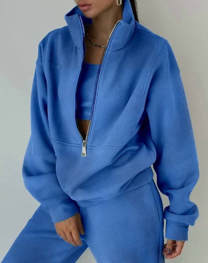Soft Fabric Half-Zip Jogger Set