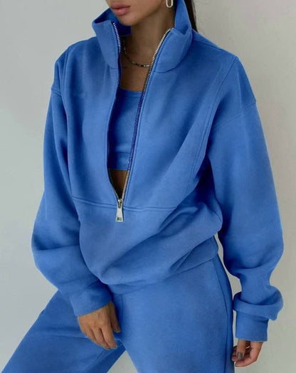 Soft Fabric Half-Zip Jogger Set
