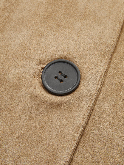 Soft Suede Effect Buttoned Lapel Jacket