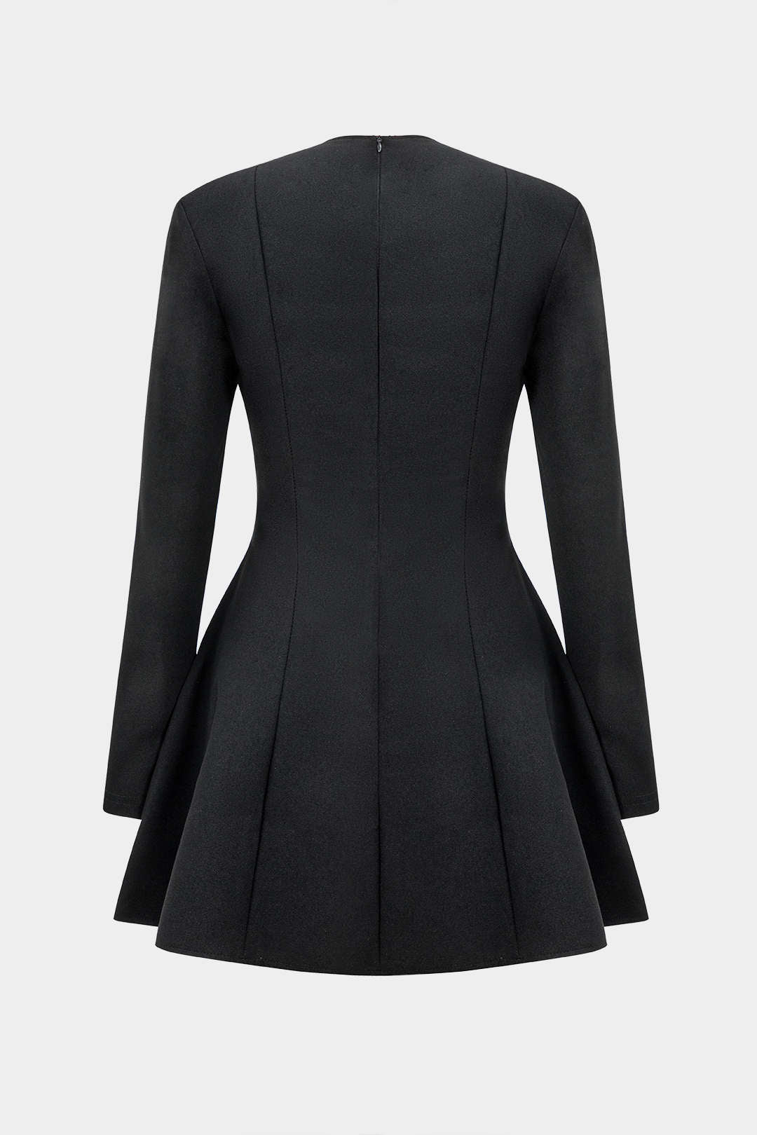 Solid V-Neck Mini Dress with Faux Pockets