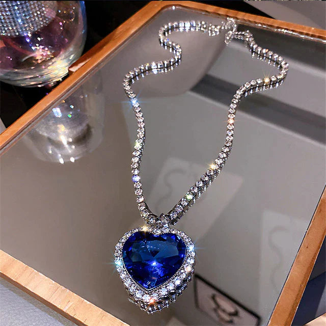 Sterling Silver Heart Crystal Necklace