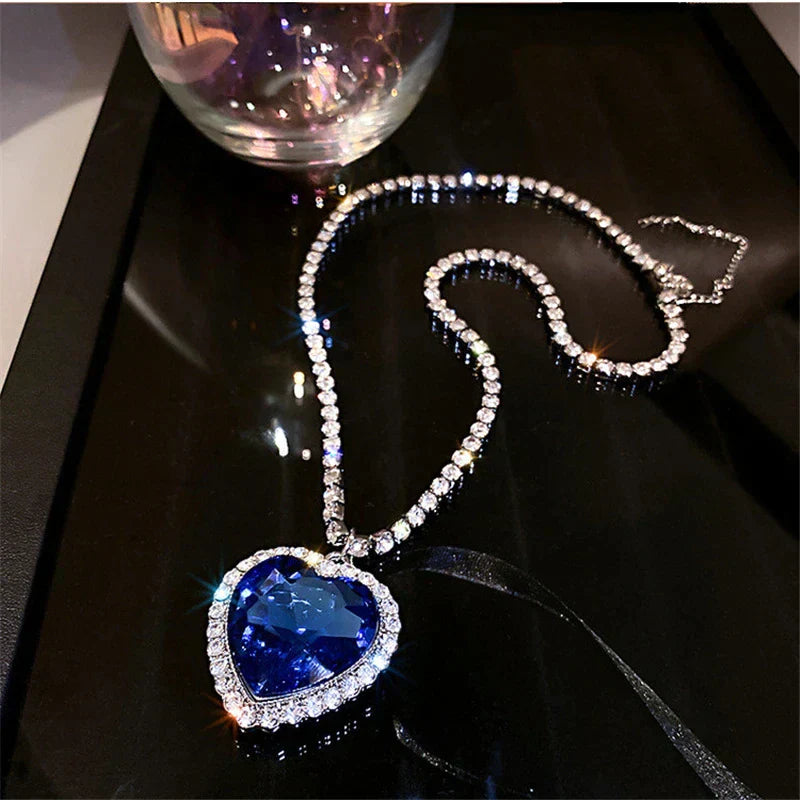 Sterling Silver Heart Crystal Necklace