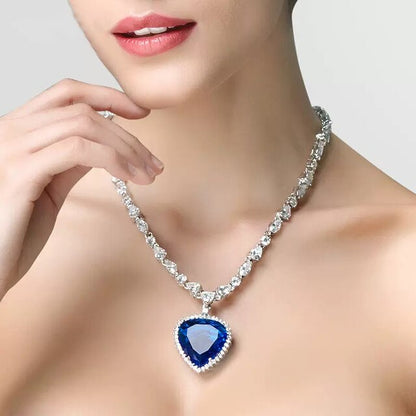 Sterling Silver Heart Crystal Necklace