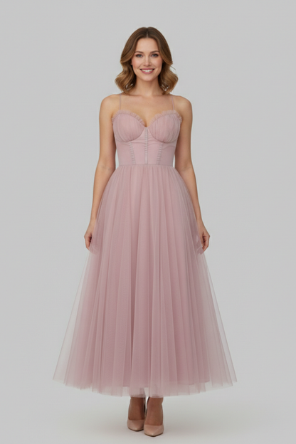 Strapless Lightweight Tulle Maxi Dress