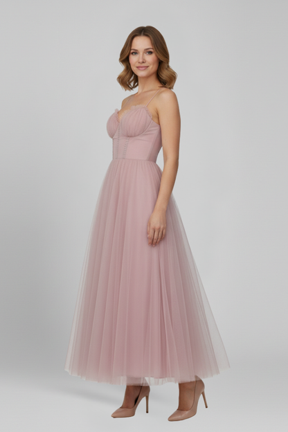 Strapless Lightweight Tulle Maxi Dress