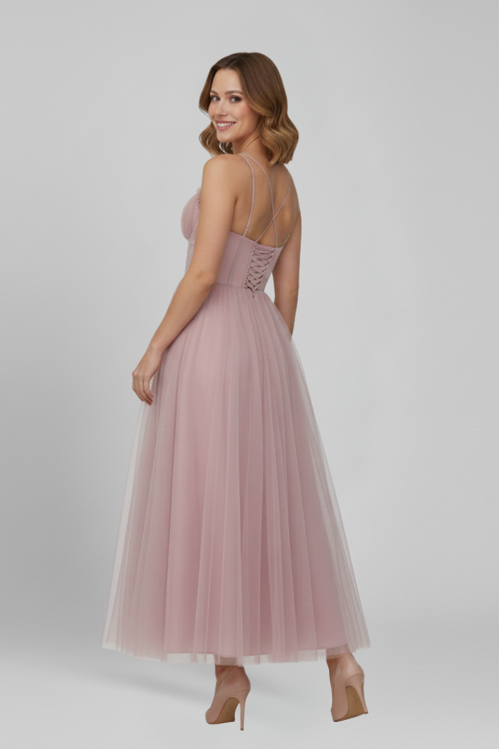 Strapless Lightweight Tulle Maxi Dress