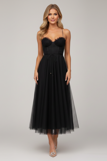 Strapless Lightweight Tulle Maxi Dress
