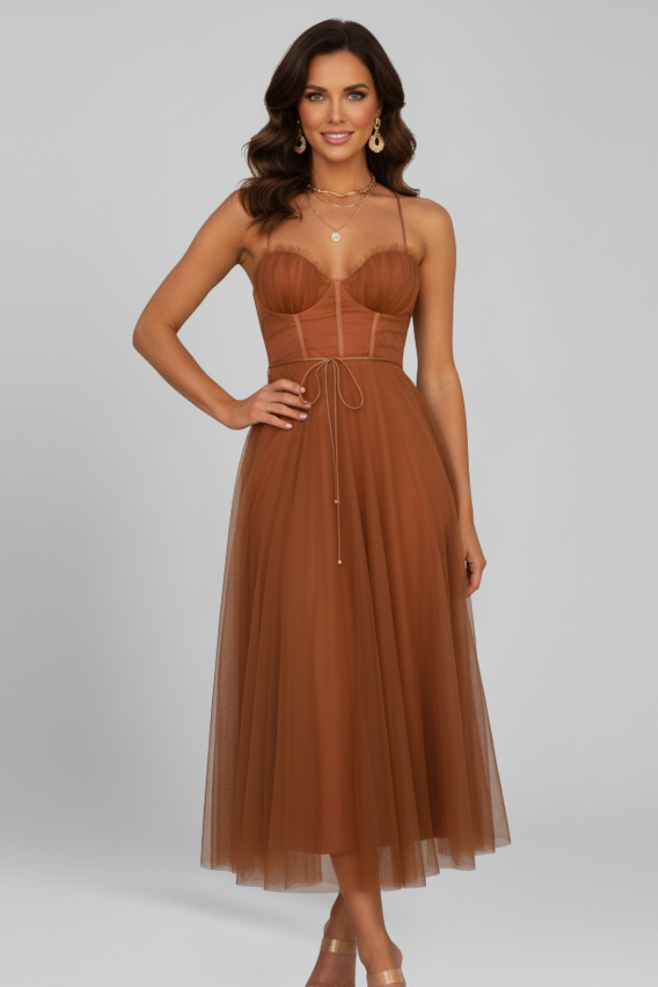 Strapless Lightweight Tulle Maxi Dress