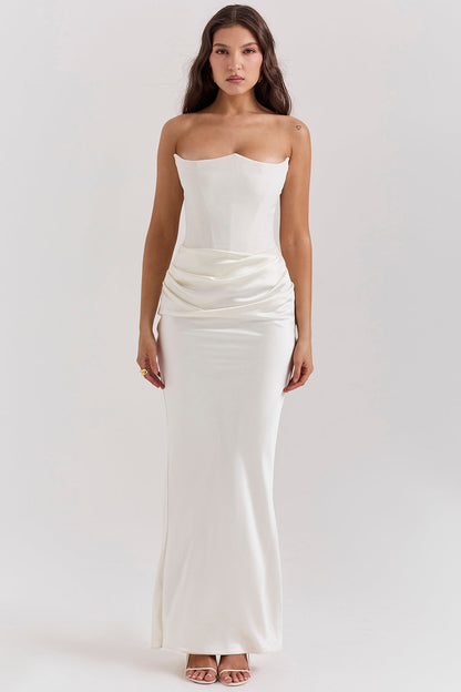 Strapless Lightweight White Maxi Dress