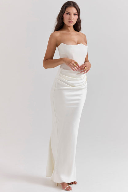 Strapless Lightweight White Maxi Dress