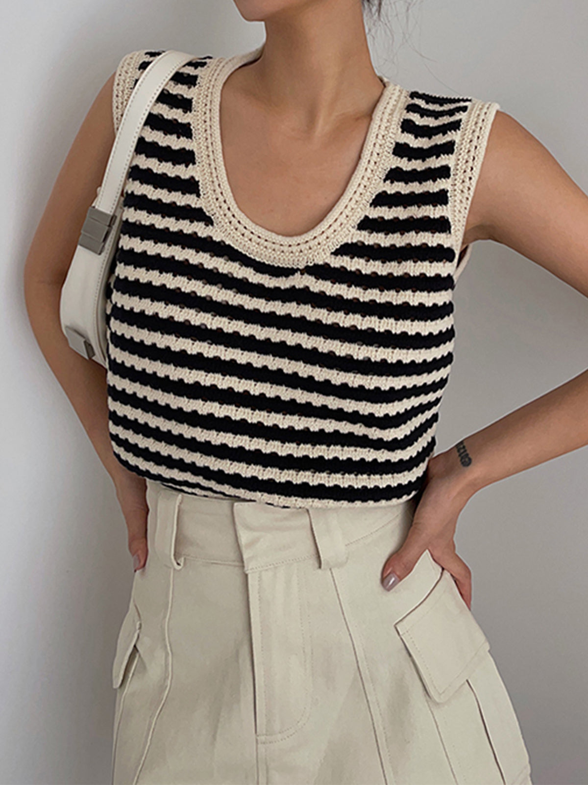 Striped Knitted V-Neck Sweater Vest