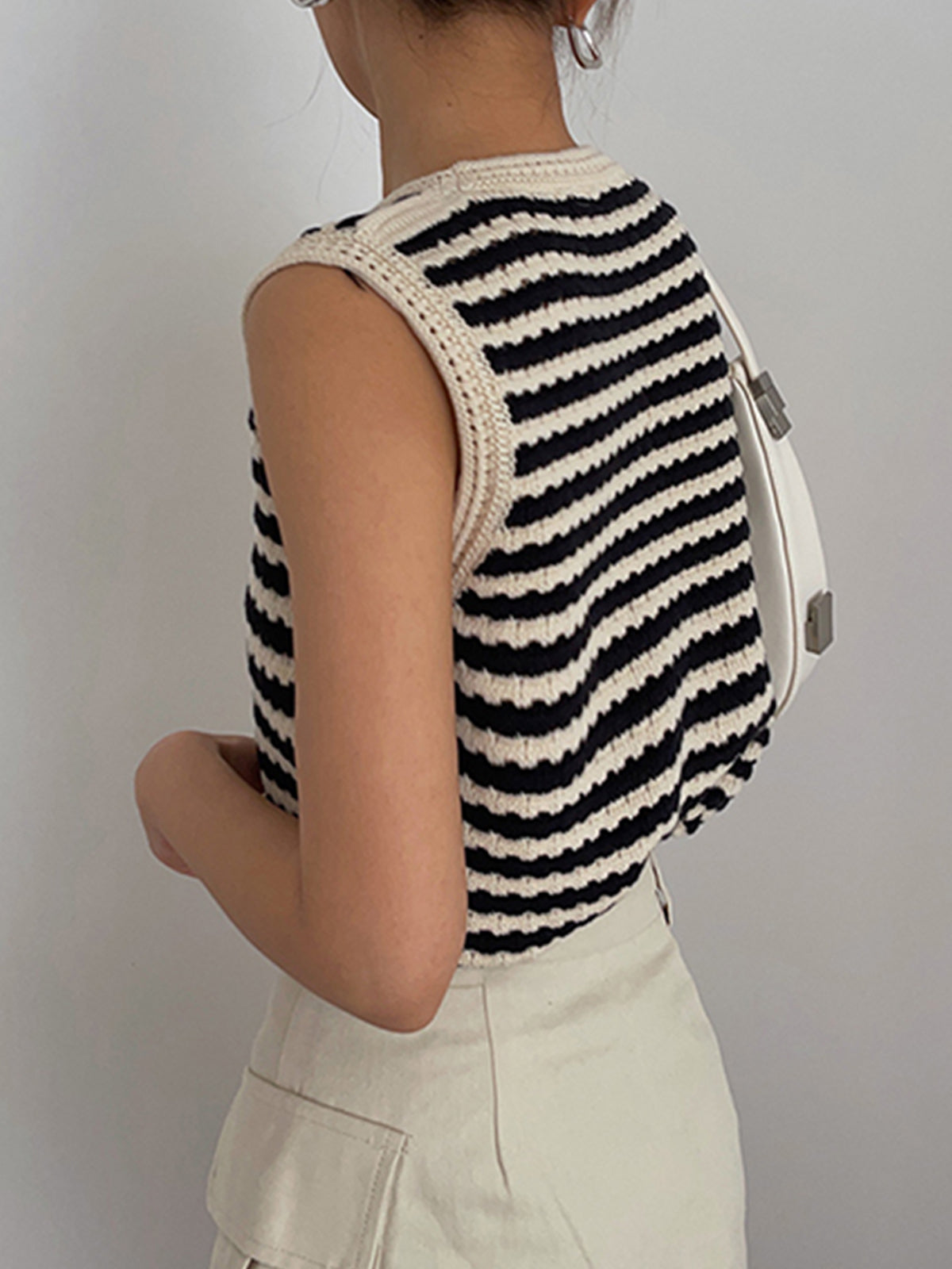 Striped Knitted V-Neck Sweater Vest