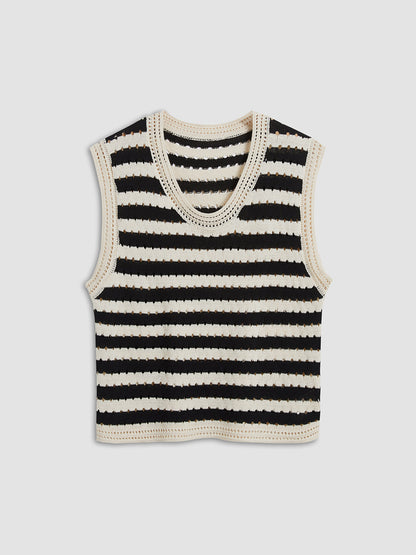 Striped Knitted V-Neck Sweater Vest