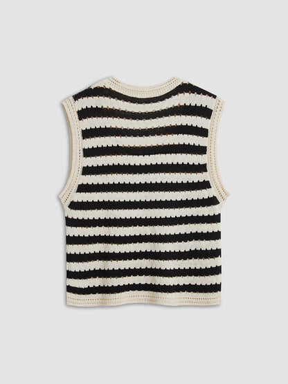Striped Knitted V-Neck Sweater Vest
