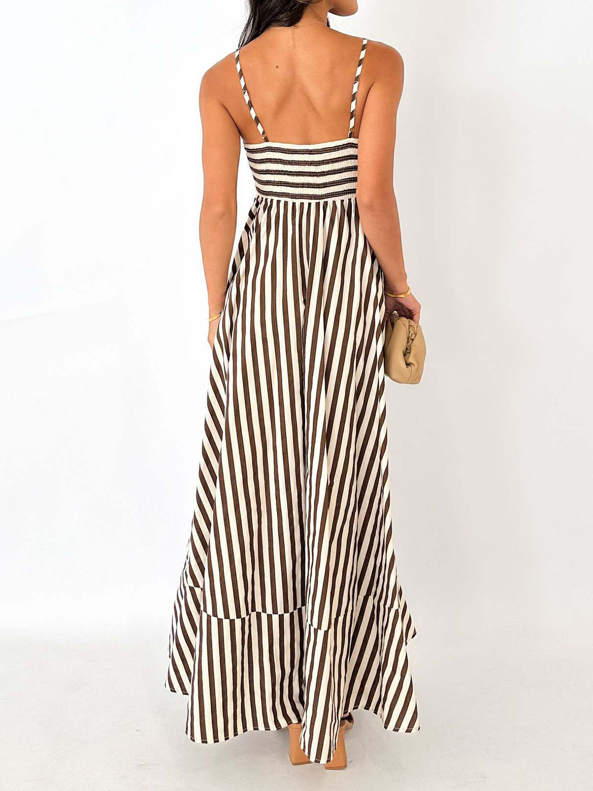 Striped Woven Fabric Maxi Dress