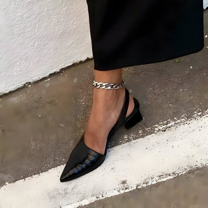 Synthetic Upper Block Heel Pumps