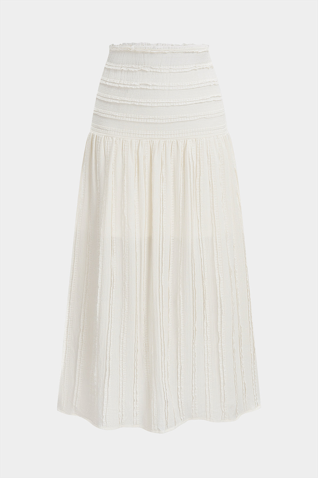 Textured High Waist Midi Skirt