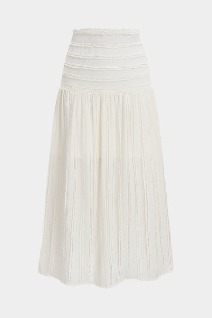 Textured High Waist Midi Skirt
