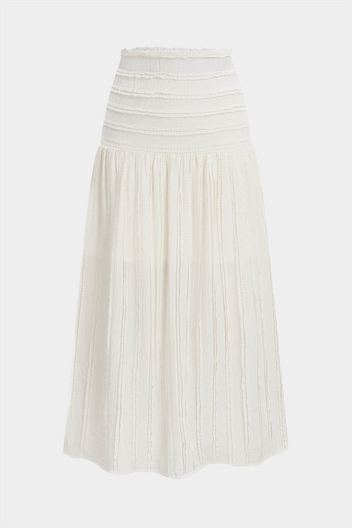 Textured High Waist Midi Skirt