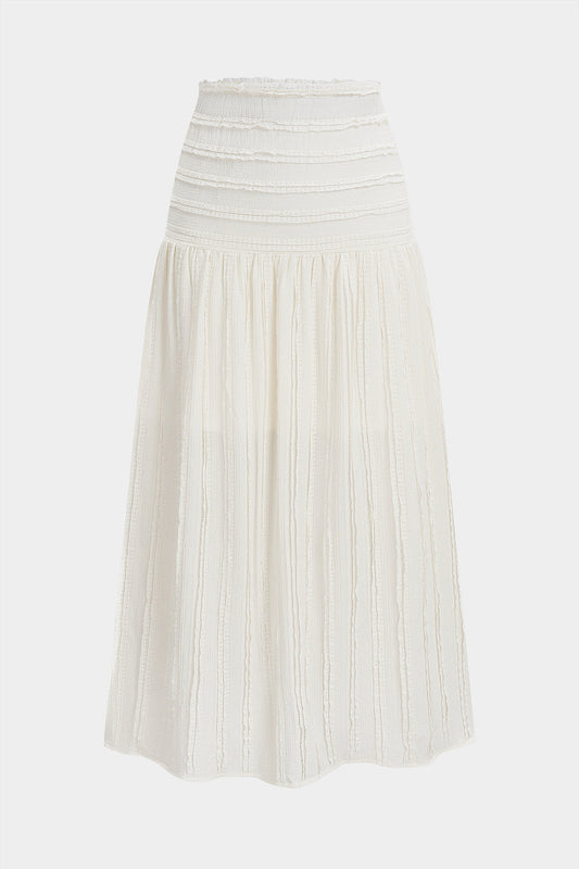 Textured High Waist Midi Skirt