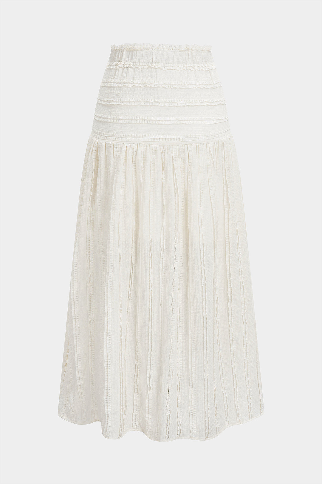 Textured High Waist Midi Skirt
