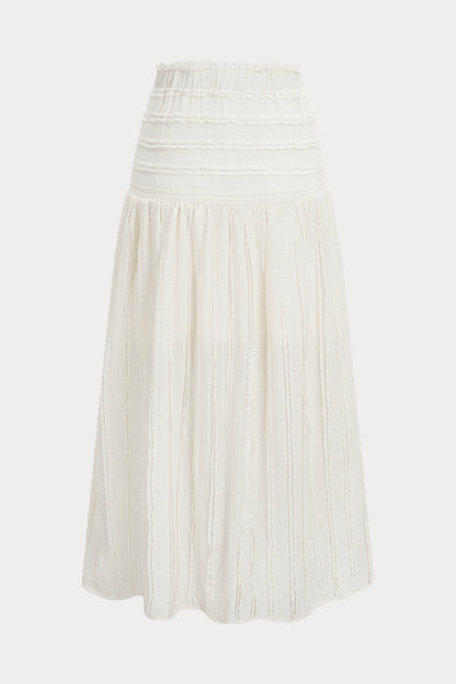 Textured High Waist Midi Skirt