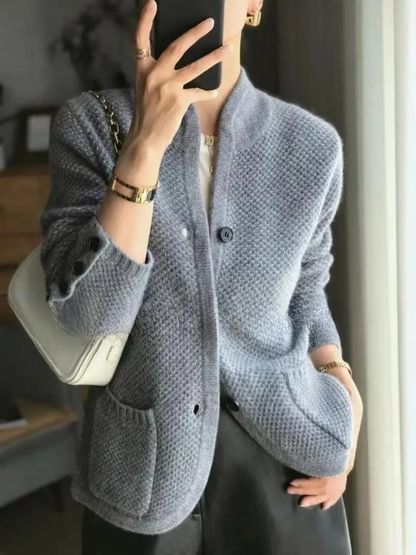 Textured Knit Button Front Cardigan