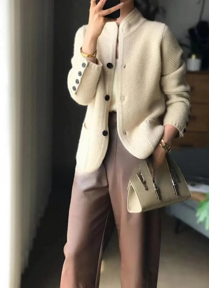 Textured Knit Button Front Cardigan