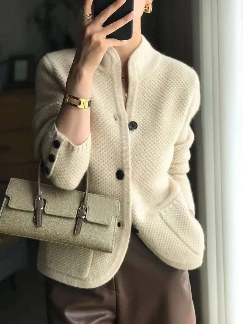 Textured Knit Button Front Cardigan