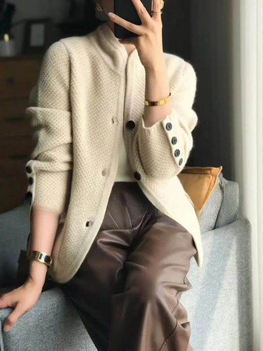 Textured Knit Button Front Cardigan
