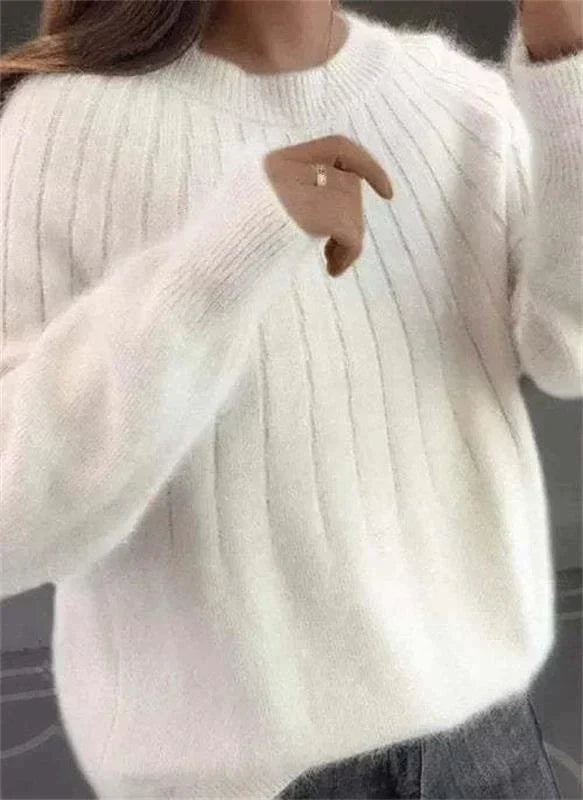 Textured Knit Round Neck Winter Sweater