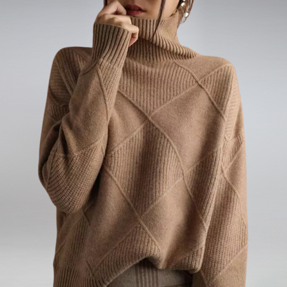 Textured Knit Turtleneck Sweater