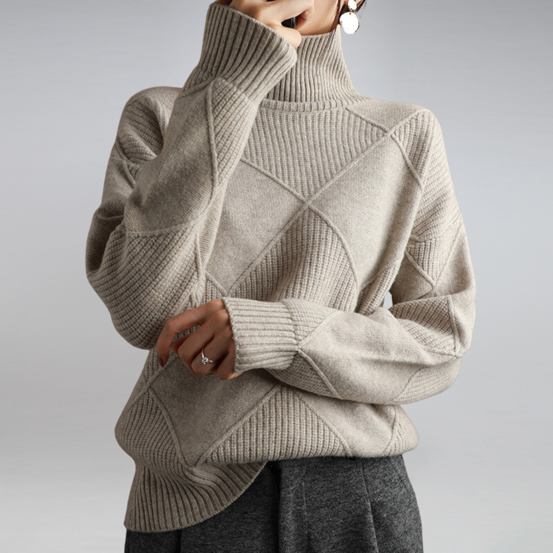 Textured Knit Turtleneck Sweater