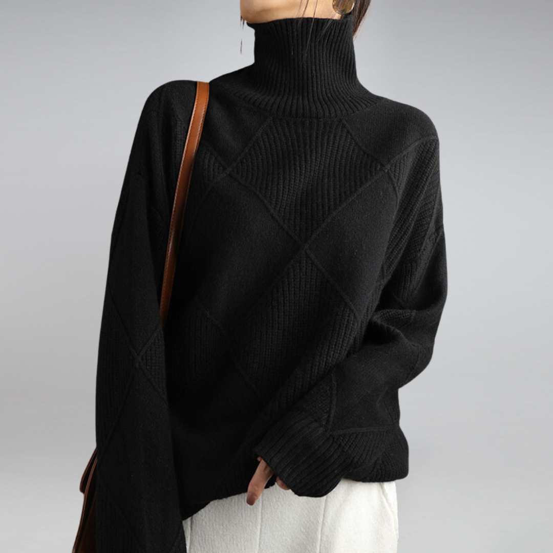 Textured Knit Turtleneck Sweater