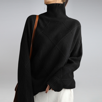 Textured Knit Turtleneck Sweater