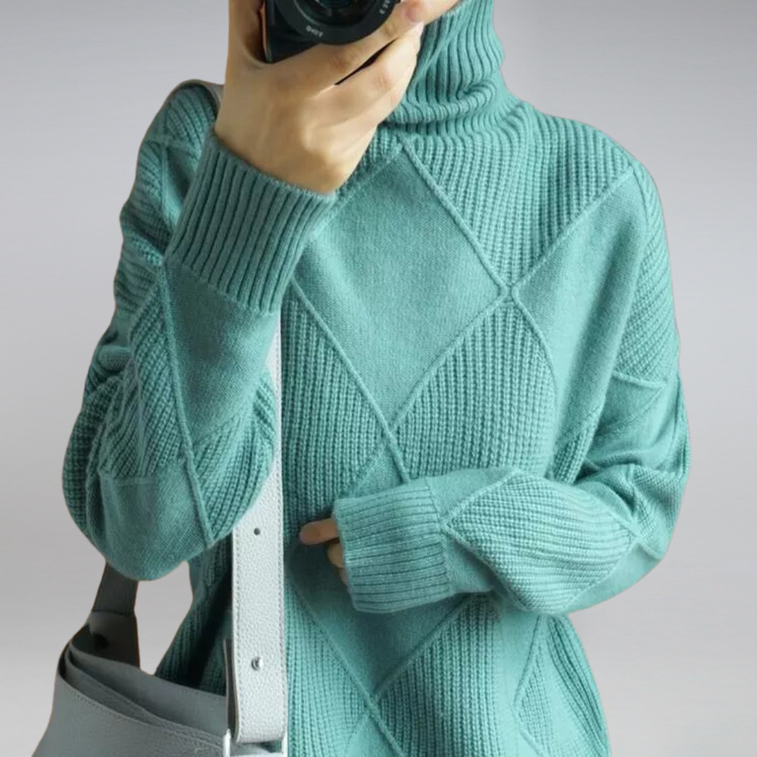 Textured Knit Turtleneck Sweater