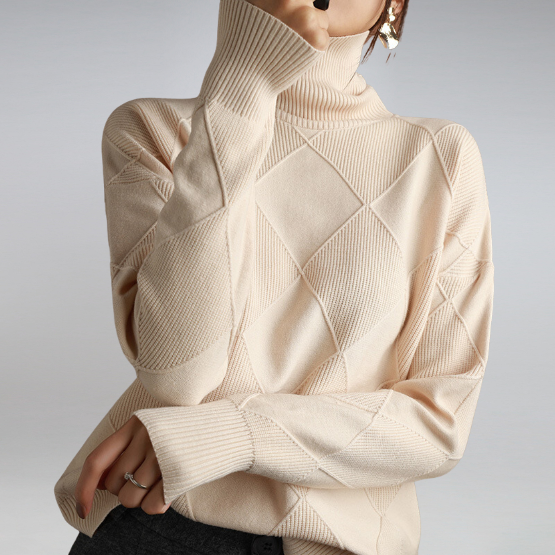 Textured Knit Turtleneck Sweater