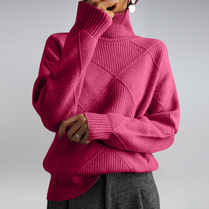 Textured Knit Turtleneck Sweater