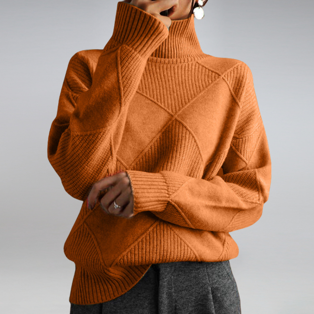 Textured Knit Turtleneck Sweater